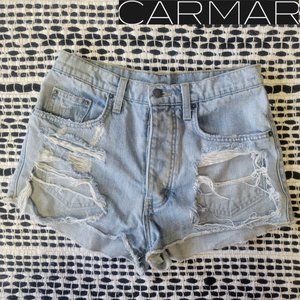 CARMAR LF Titania Shredded Distressed Denim Shorts